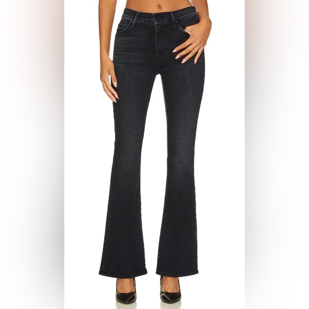 MOTHER High-Rise Flare Jeans in Deep End Black